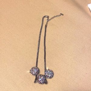 Vintage inspired spheical rhinestone necklace w/chain & matching clip earrings